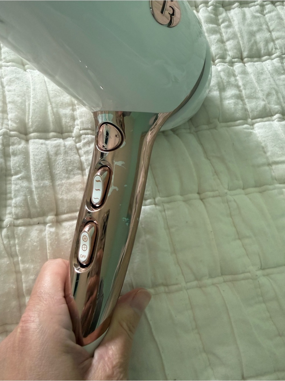 T3 Featherweight Hair Dryer White Rose Gold Ionic Professional Blow Dryer